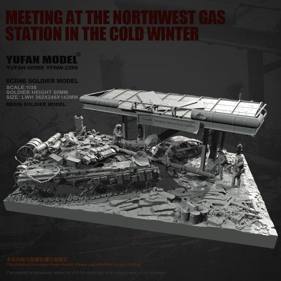 Modern Urban Warfare Fuel Station Diorama with MBT 1/35 Resin Kit - resin model view 4