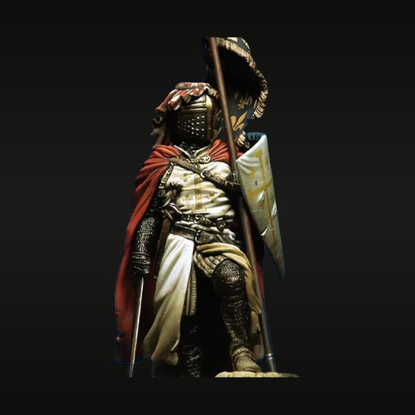 Medieval Crusader Knight Standard Bearer with Shield 75mm Resin Figure Kit