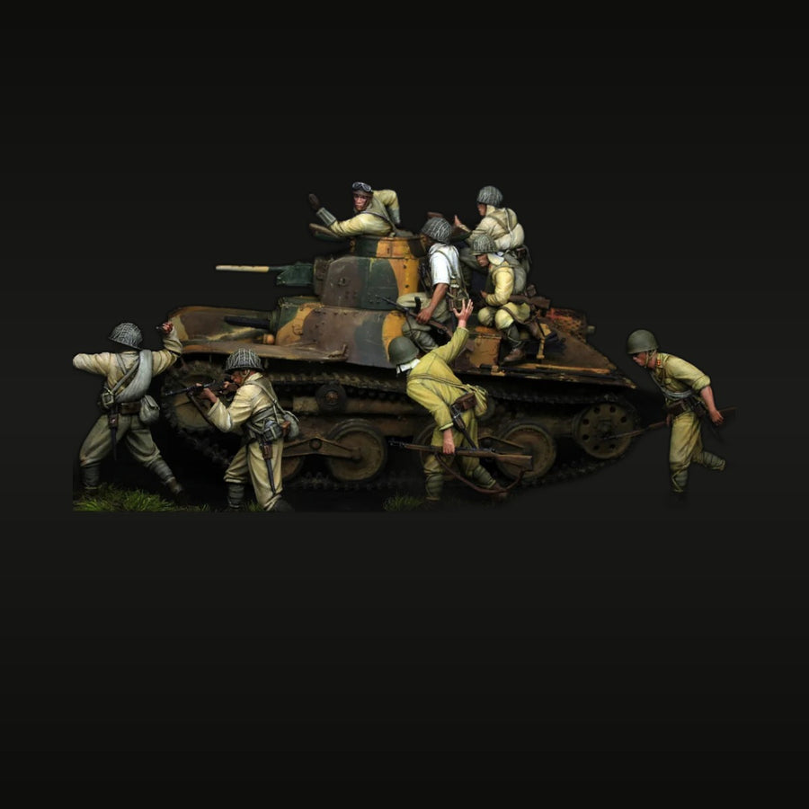 WWII Soviet T-34/85 Tank with Infantry Squad 1/35 Resin Diorama Kit - unpainted resin model kit