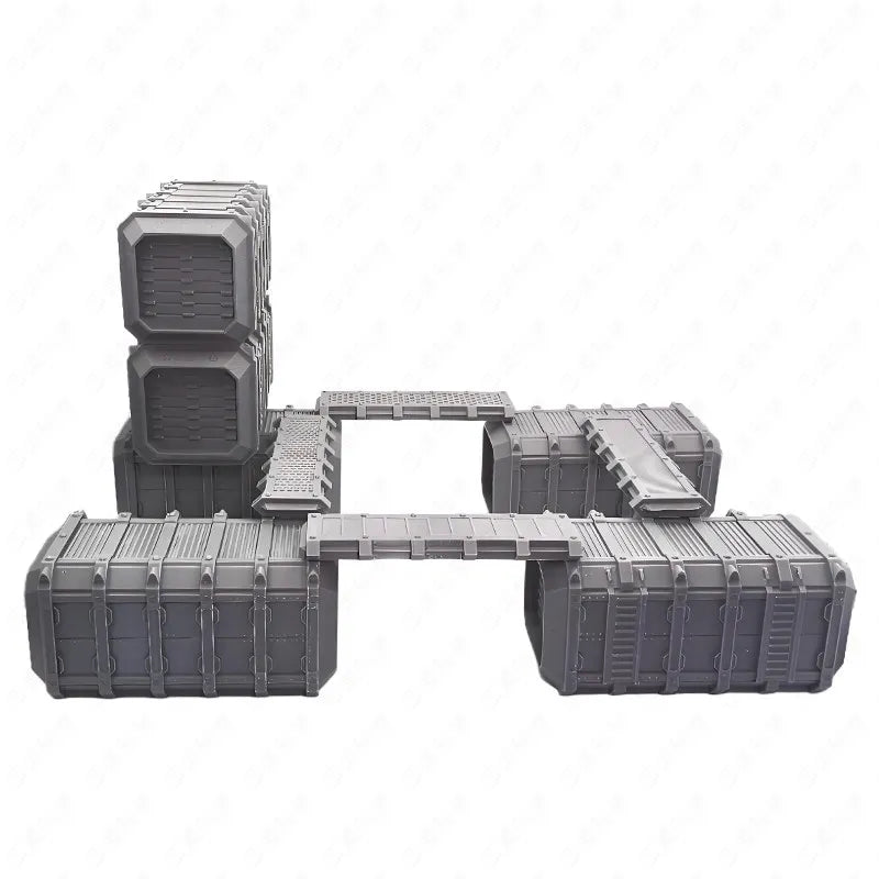 Sci-Fi Modular Container Base Terrain Diorama Accessory Resin Kit - resin model view 2