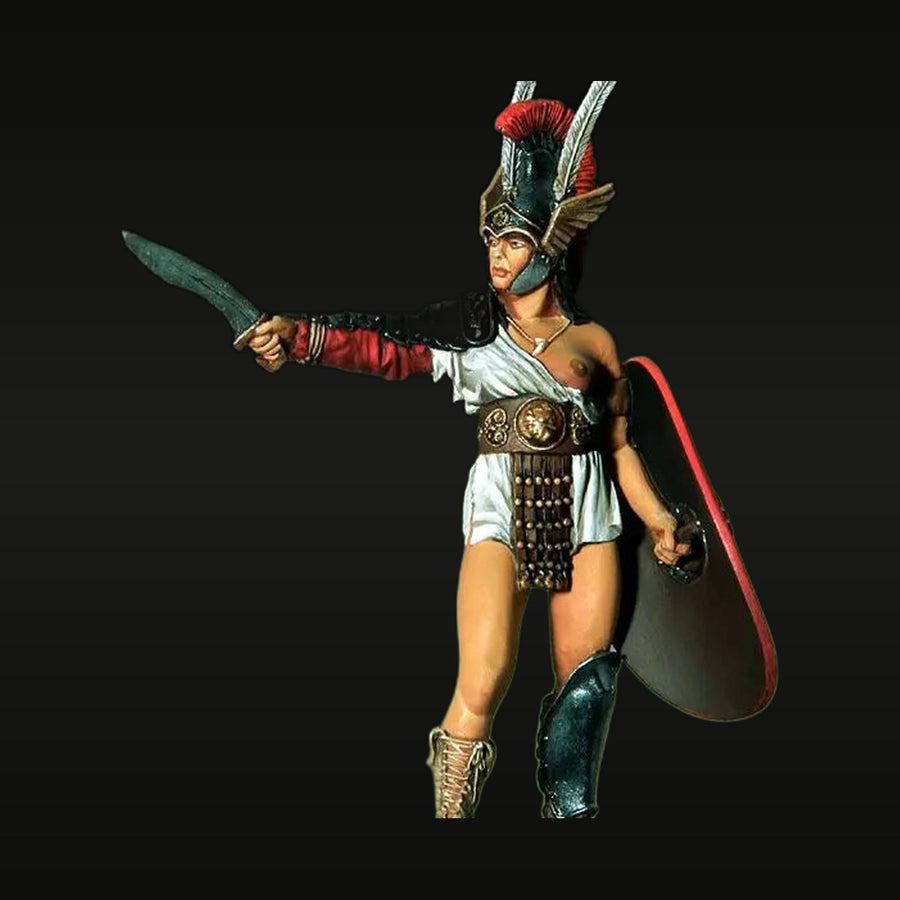 Ancient Roman Female Gladiator with Falcata and Shield 54mm Resin Figure Kit - unpainted resin model kit