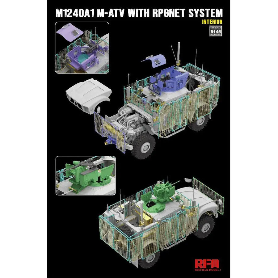 RYE FIELD 5145 1/35 Scale US MRAP All Terrain Vehicle M1240A1 M-ATV with RPGNET System