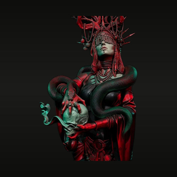 Fantasy Medusa Queen Gorgon Bust with Serpent Hair 75mm Resin Kit