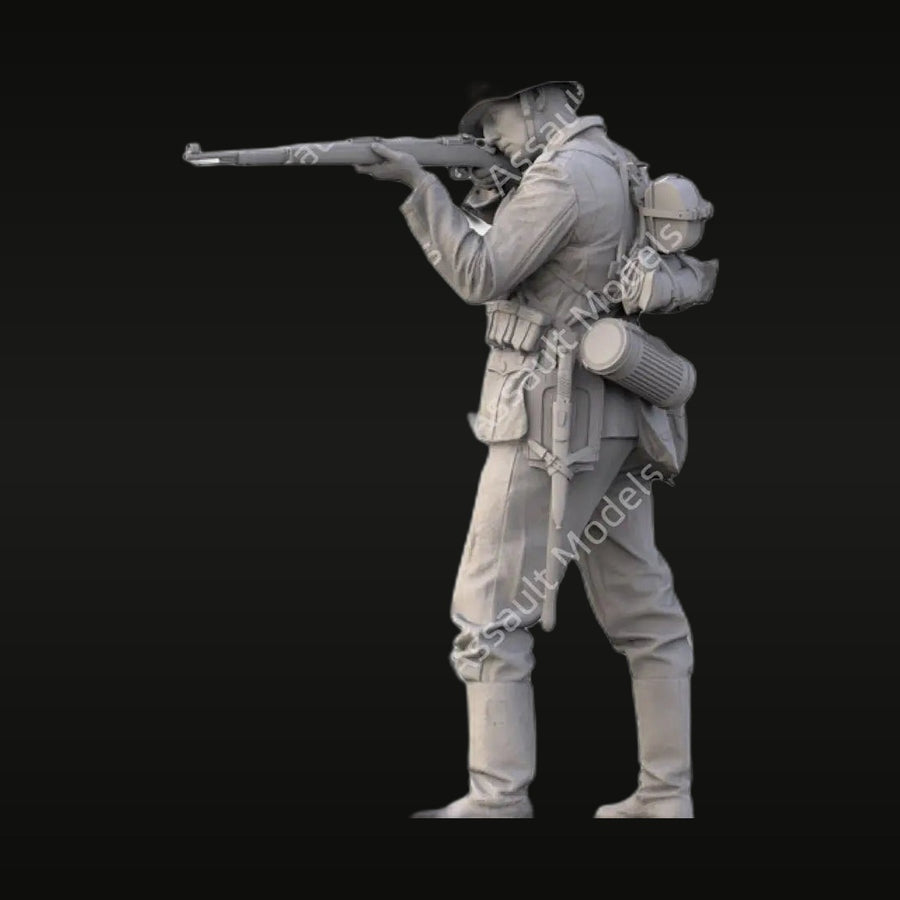 WWII American Soldier Aiming M1 Rifle 1/35 Resin Figure Kit - unpainted resin model kit