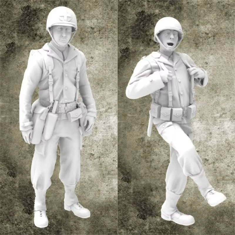WWII US Army Paratrooper Descending Pose with M1 Helmet 1/35 Resin Figure Kit - resin model view 2