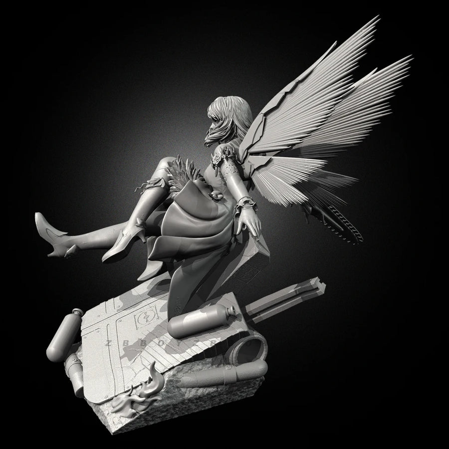 Winged Steampunk Warrior 50mm Resin Figure Kit - resin model view 3