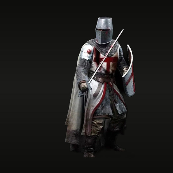 Medieval Crusader Knight with Lance and Red Cross Shield 90mm Resin Figure Kit