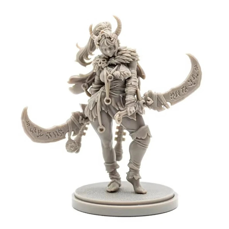 Fantasy Female Warrior with Mace and Lantern 38mm Resin Figure Kit - resin model view 2