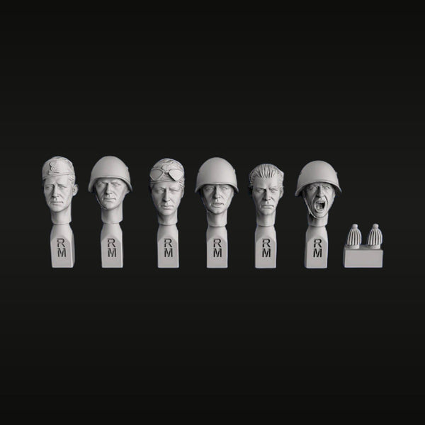 WWII Italian Soldier Heads 1/35 Resin Figure Kit 6-Pack