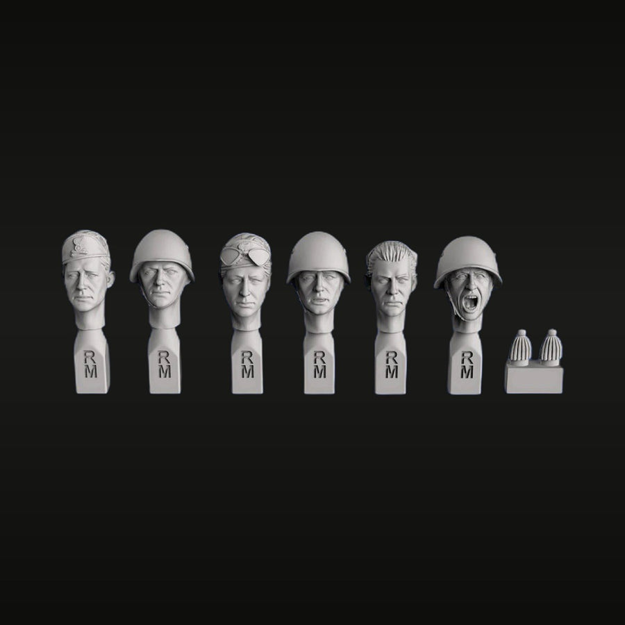 WWII Italian Soldier Heads 1/35 Resin Figure Kit 6-Pack - unpainted resin model kit