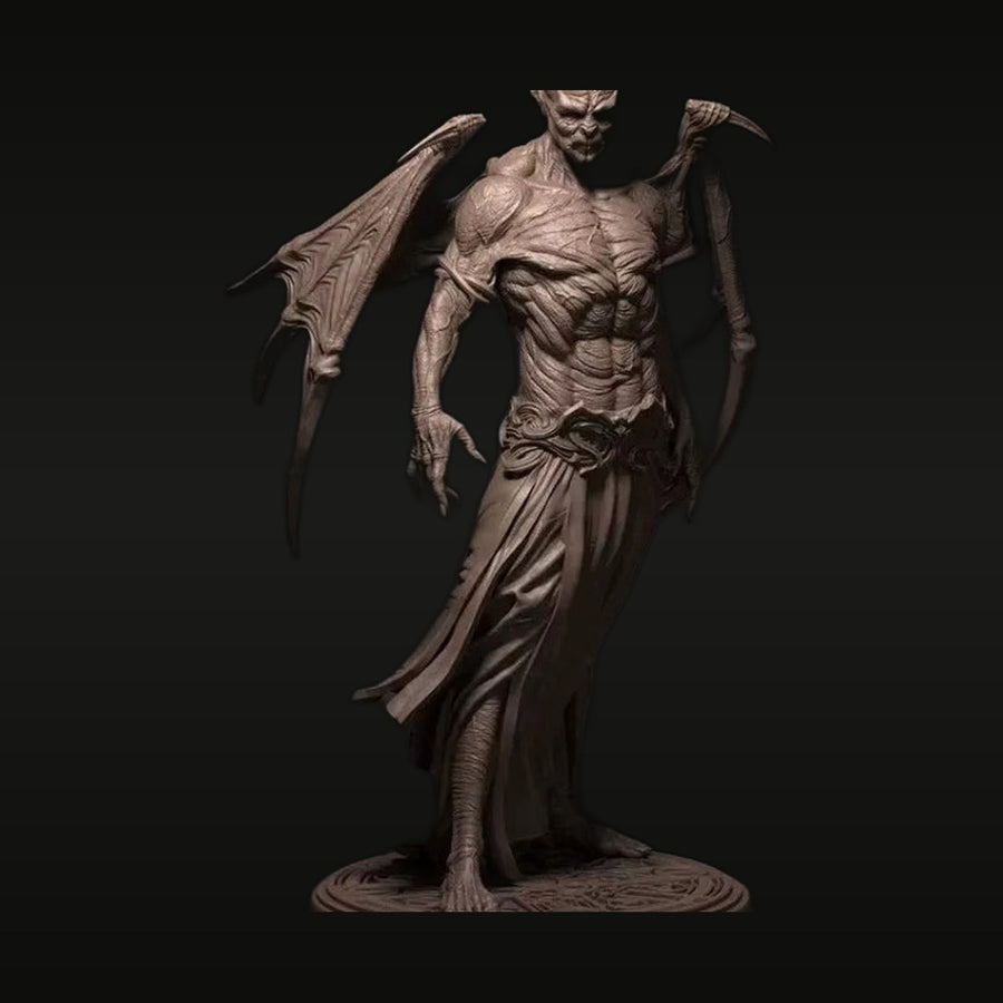 Fantasy Horned Demon with Scythe 75mm Resin Bust Kit - unpainted resin model kit