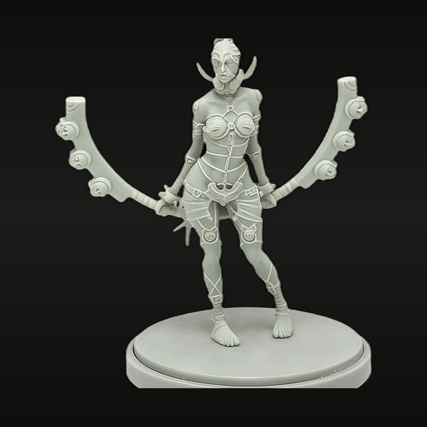 Fantasy Female Demon Succubus with Dual Scythes 40mm Resin Figure Kit