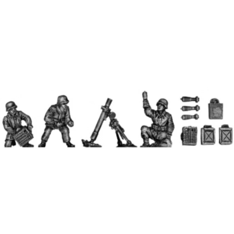WWII German Mortar Team 1/72 Resin Figure Set with Weapons - unpainted resin model kit