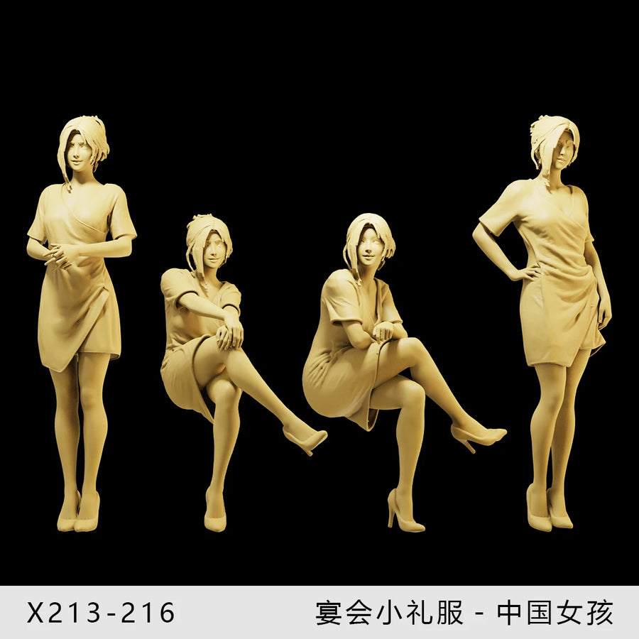 Civilian Modern Woman in Elegant Dress 1/64 Resin Figure Kit - resin model view 3