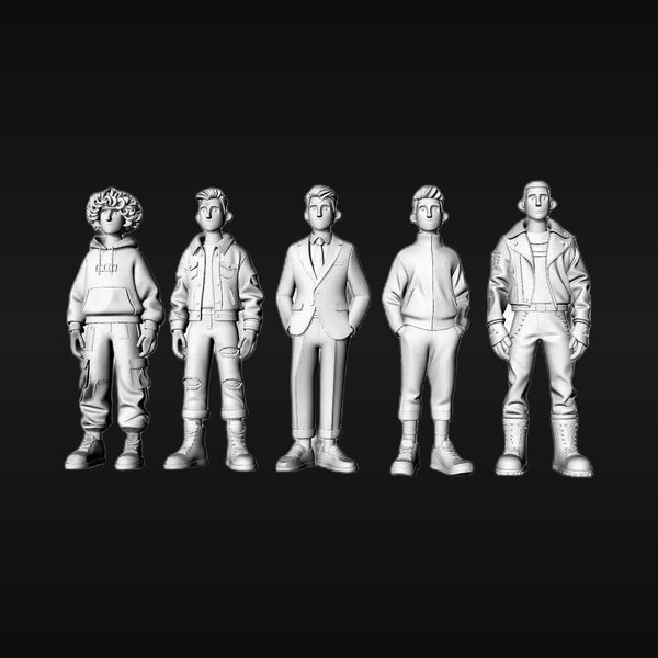 Modern Stylized Civilian Character Set 1/72 Resin Figure Kit