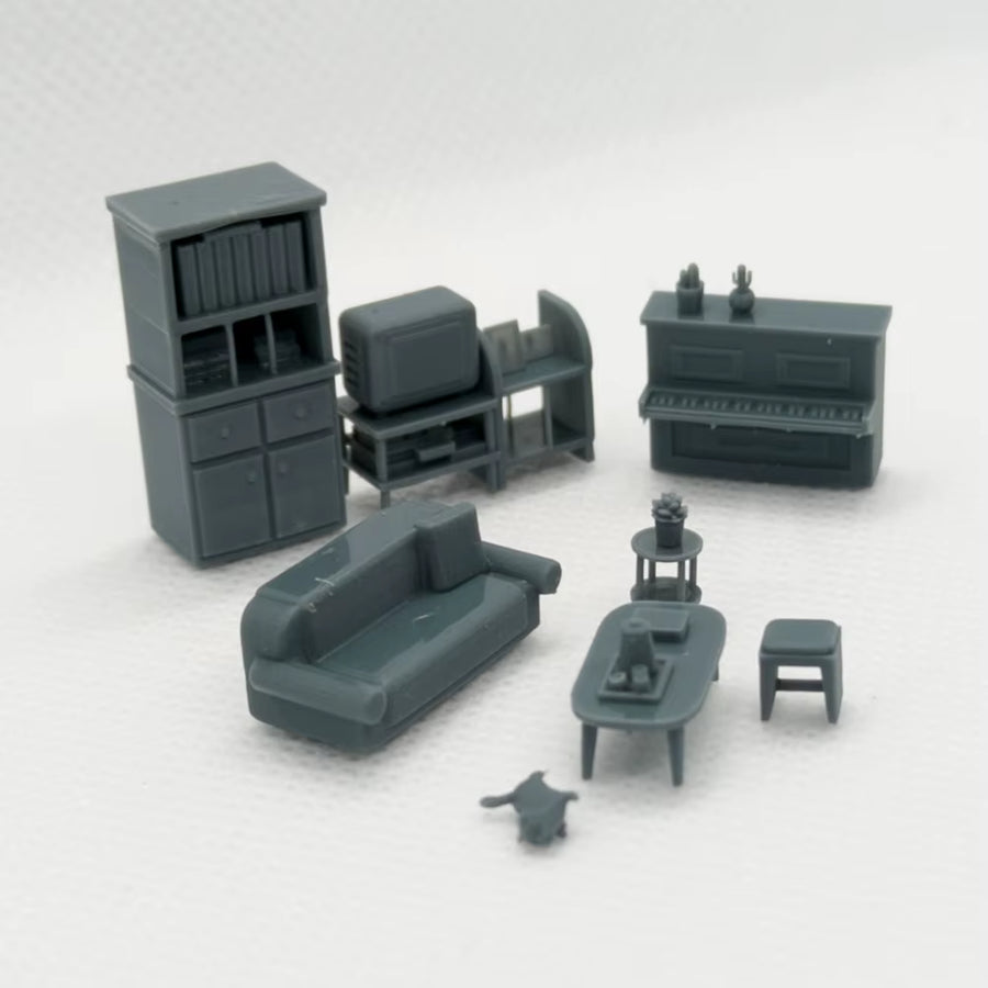 Sofa, Home Appliances, Piano, Desk & Living Room Set 1/64 1/87 1/72 S Scale Miniature