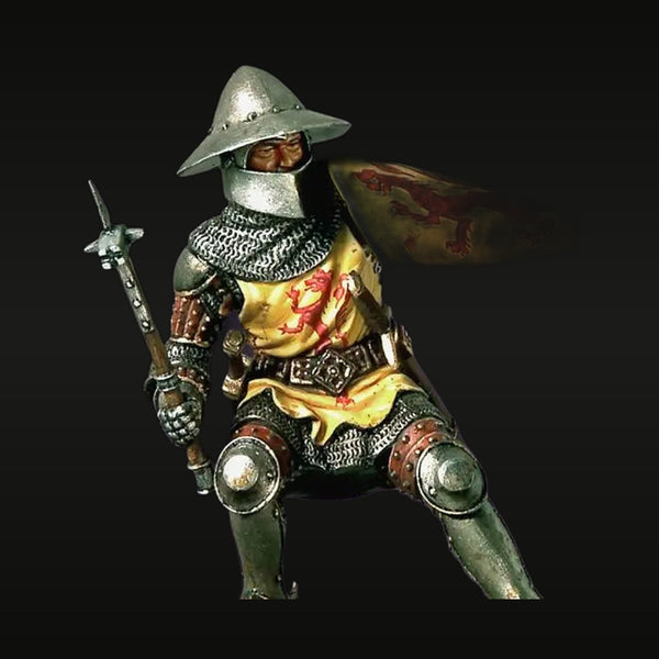 Medieval Knight 1350-1370 with Lion Shield 54mm Resin Figure