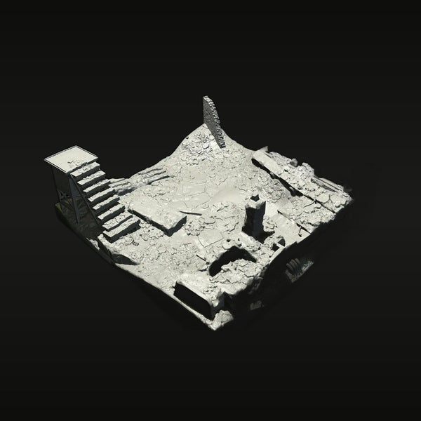 Ruined WWII Fortification Diorama Base 1/72 Resin Terrain Kit