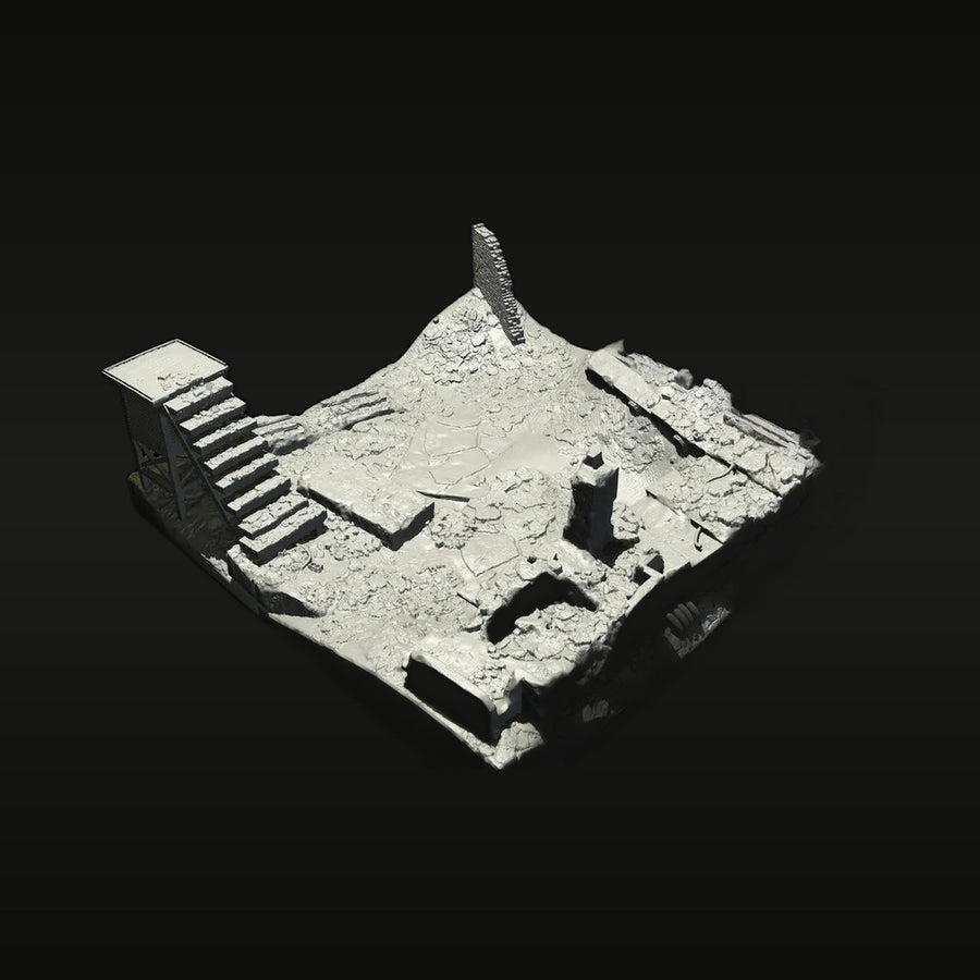 Ruined WWII Fortification Diorama Base 1/72 Resin Terrain Kit - unpainted resin model kit