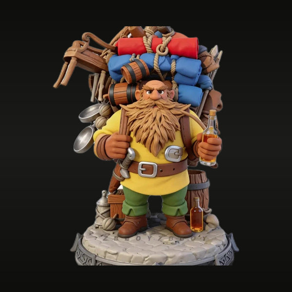 Fantasy Dwarf Adventurer with Oversized Backpack 28mm Resin Figure Kit