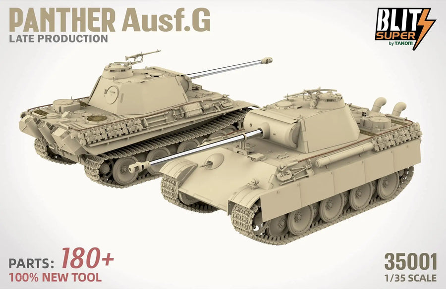 TAKOM 35001 1/35 Panther Ausf.G Late Prod Tank W/Metal Barrel Inculded,Track