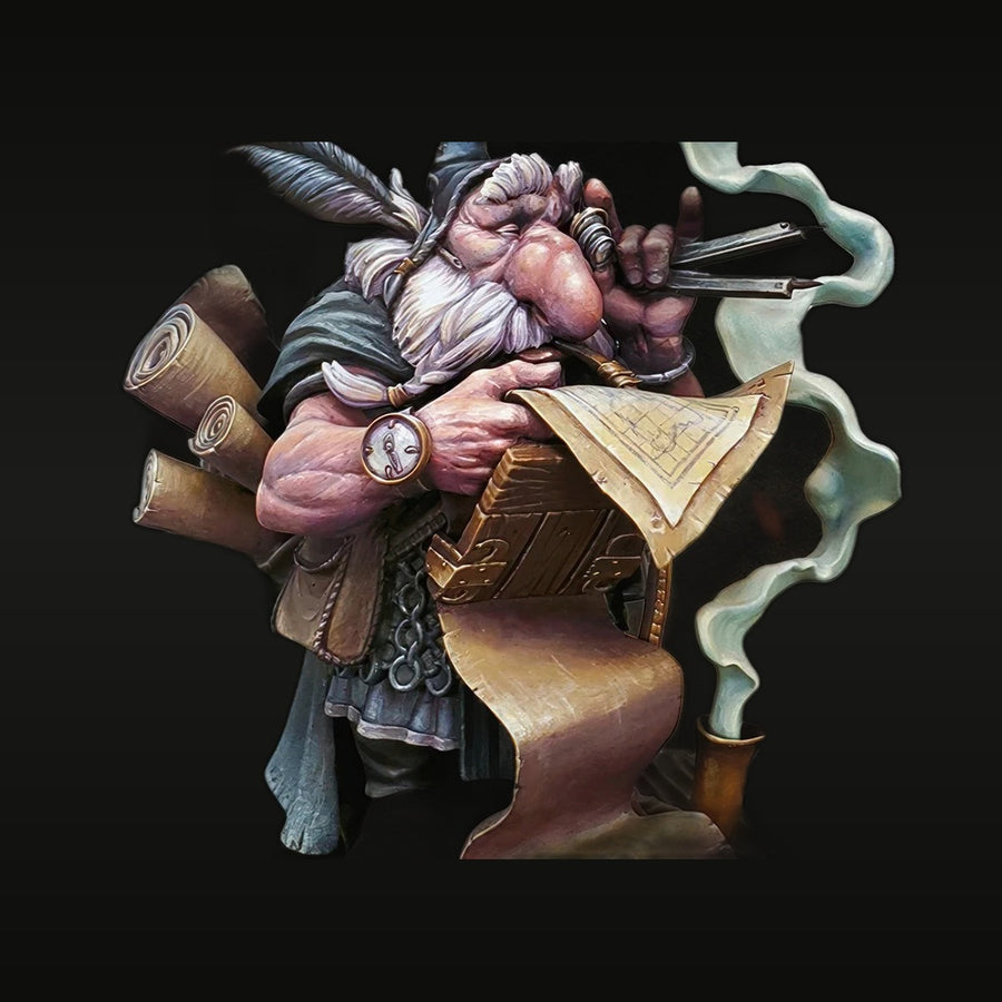 Fantasy Dwarf Merchant with Pipe 70mm Resin Figure - unpainted resin model kit