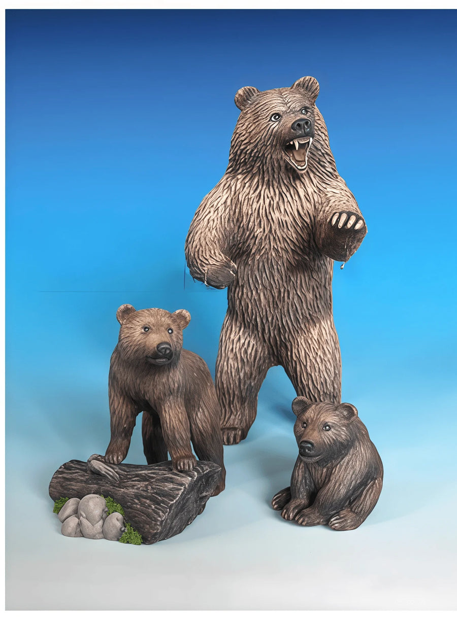 Brown Bear Family Resin Miniature Figure Set 1/35 Scale Kit - resin model view 2