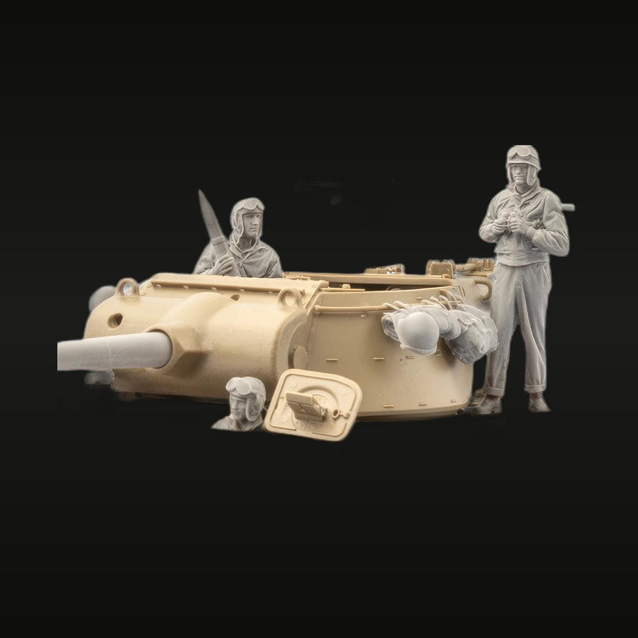 WWII US Army Tank Crew with M4 Sherman Turret 1/35 Resin Diorama Kit - unpainted resin model kit