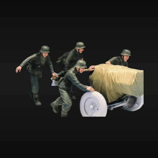 WWII German Panzerfaust Anti-Tank Crew with Carriage 1/35 Resin Figure Set