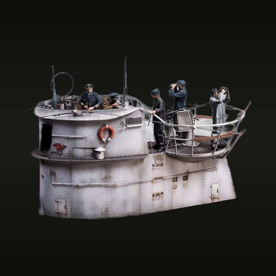 WWI German Navy Bridge Diorama Set with 6 Figures 1/35 Resin Kit - unpainted resin model kit