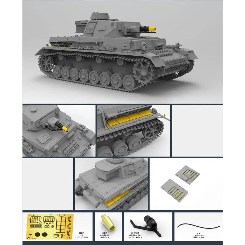 Flyhawk FH3026 1/72 Scale German Pzkpfw IV Ausf.F1 Medium Tank Assemble Plastic Model Kit