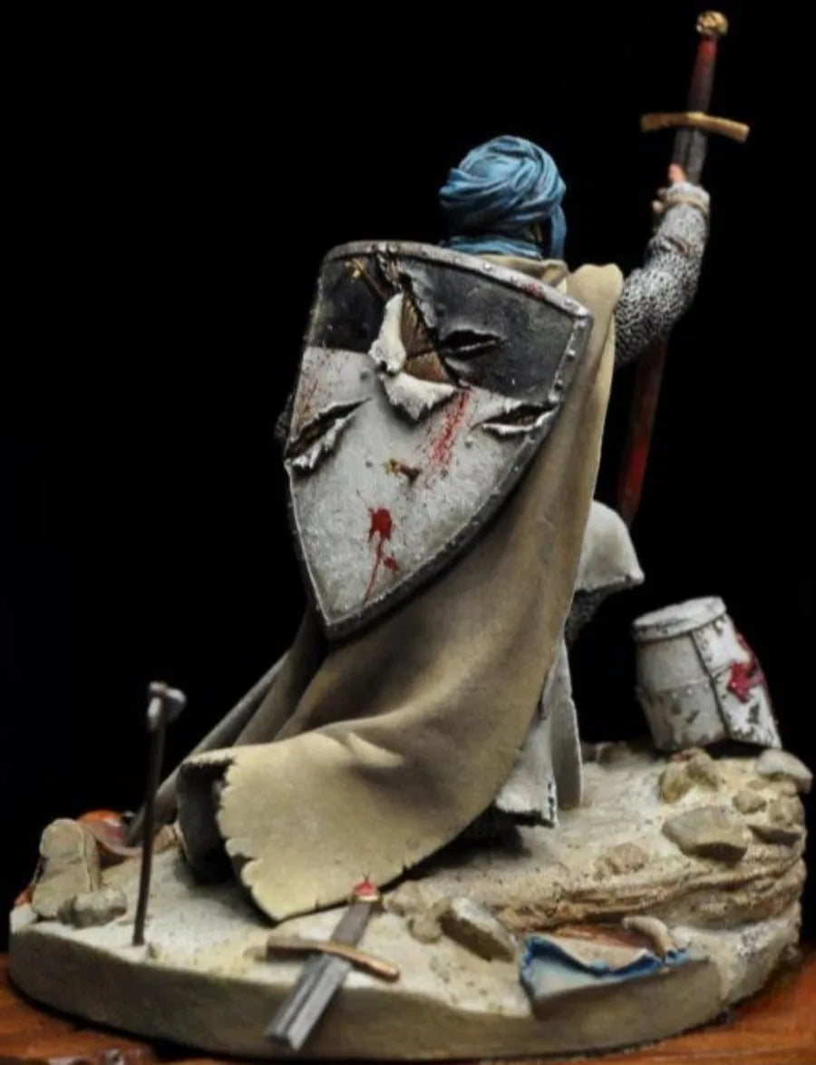 1/24 Scale 75Mm Resin Body Sculpture Model Kit Historical Garage Kit Ancient Crusader Knight Miniature Unassembled and Unpainted