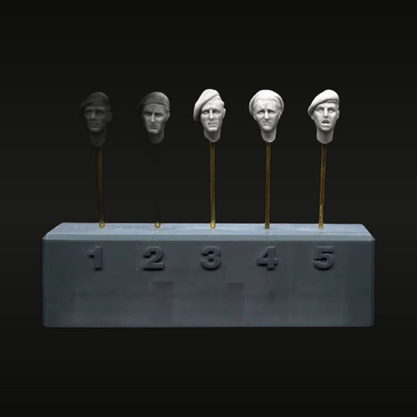 WWII British Commonwealth Soldier Heads 5-Pack 1/35 Resin Bust Set