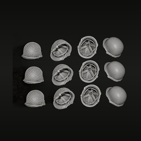 WWII US M1 Helmet with Liner Assembly 1/35 Scale Resin Kit (12-pack)