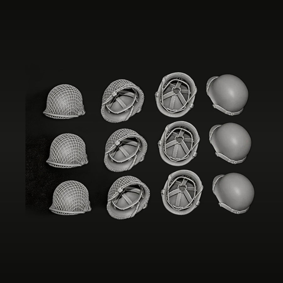 WWII US M1 Helmet with Liner Assembly 1/35 Scale Resin Kit (12-pack) - unpainted resin model kit