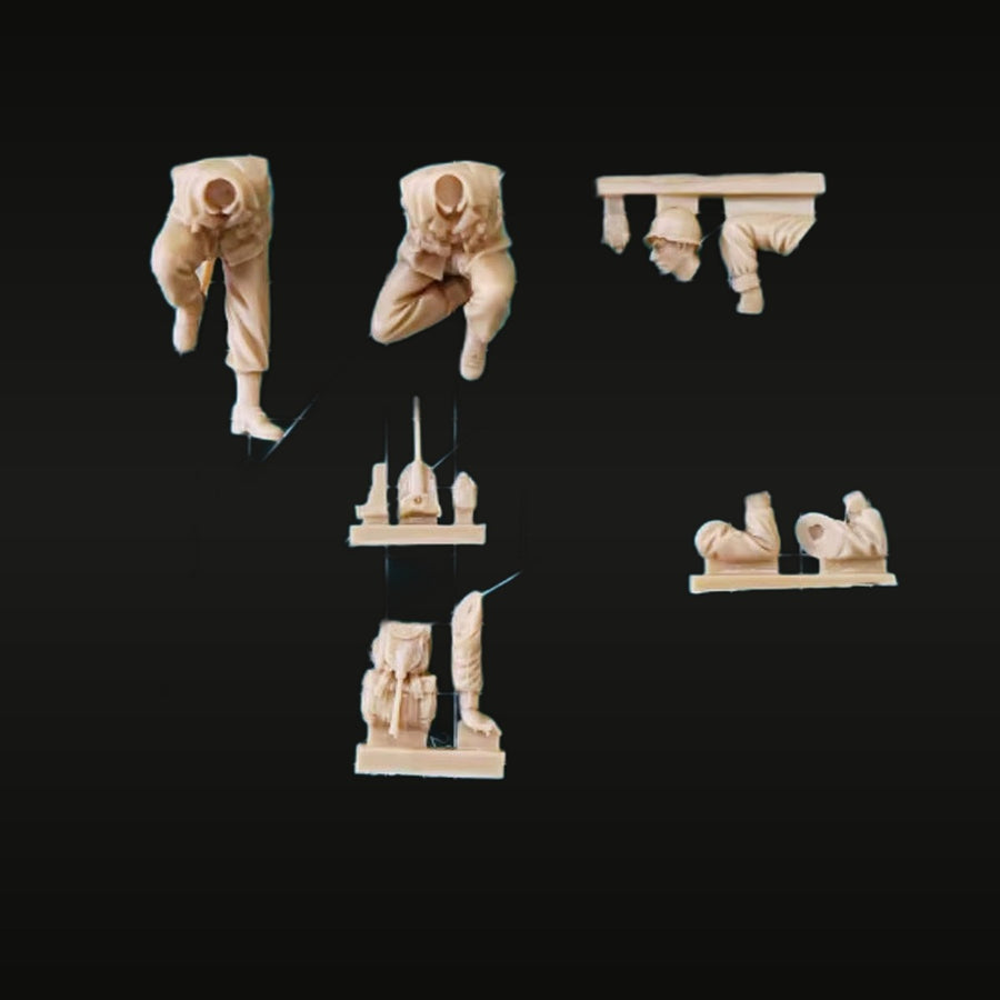 WWII US Infantry Tank Riders 4-Figure Set 1/35 Resin Kit - unpainted resin model kit