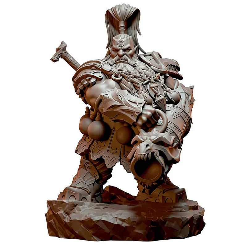 Fantasy Dwarf Warrior King Bust with Axe 65mm Resin Kit - resin model view 2