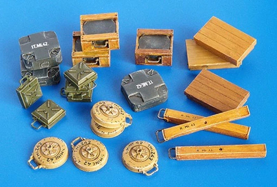 1/35 Scale Die-Cast Resin Model Assembled Kit WWII Antitank Mines Scene Model Unassembled and Unpainted