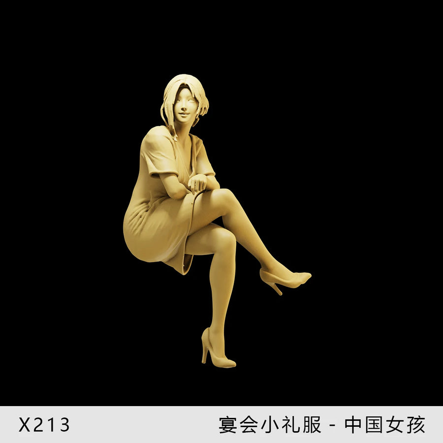 Civilian Modern Woman in Elegant Dress 1/64 Resin Figure Kit - resin model view 2