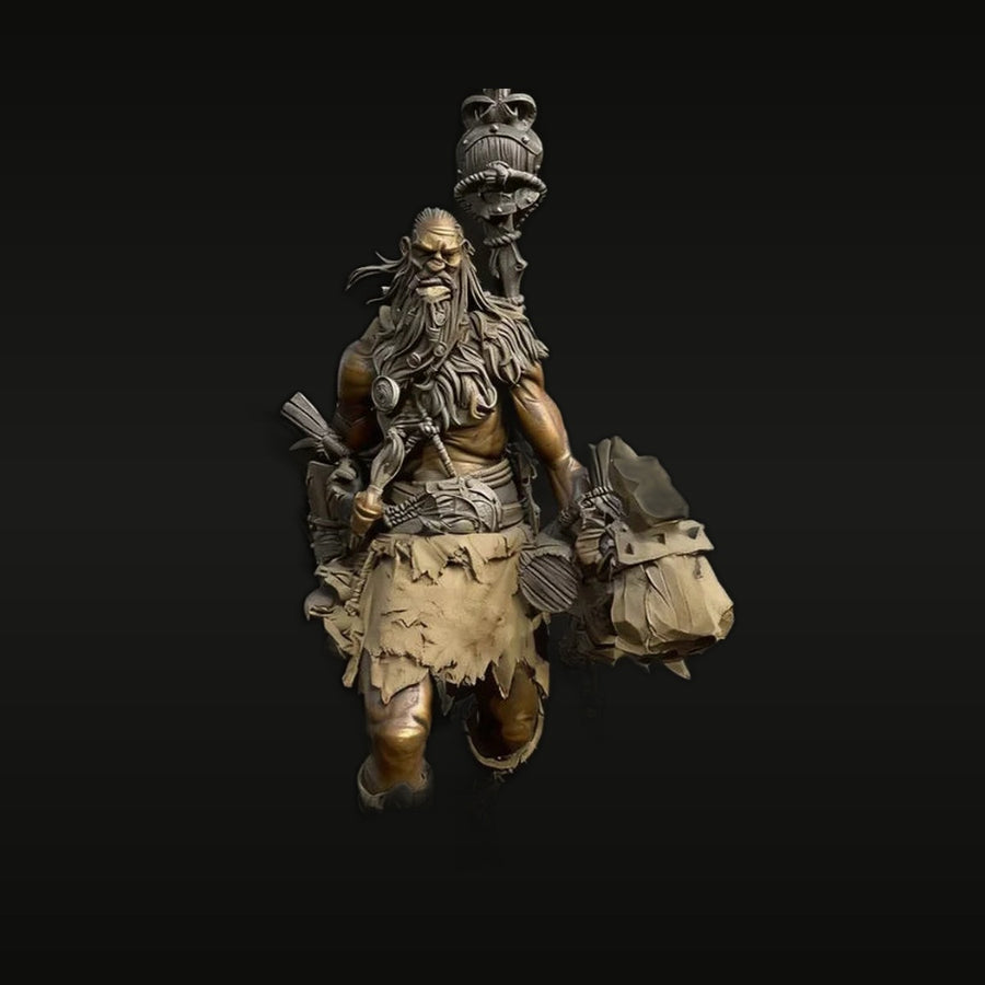 Fantasy Dwarf Warrior Bust with Staff 38mm Resin Kit - unpainted resin model kit