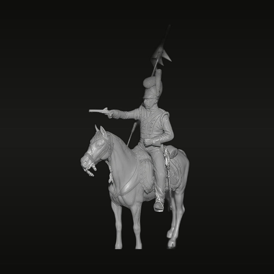 Napoleonic Spanish Cavalry Officer with Pistol and Halberd 54mm Resin Figure Kit - unpainted resin model kit