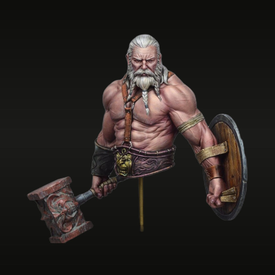 Viking Barbarian Warrior with War Hammer and Shield 1/10 Resin Bust Kit - unpainted resin model kit
