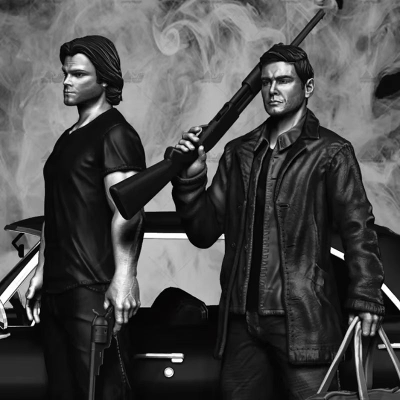 1/24 Scale 75Mm Resin Figure Model Kit Supernctural Sam and Dean Assemble Miniature Unassembled and Unpainted Diorama Toy