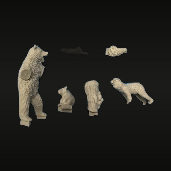 Brown Bear Family Resin Miniature Figure Set 1/35 Scale Kit