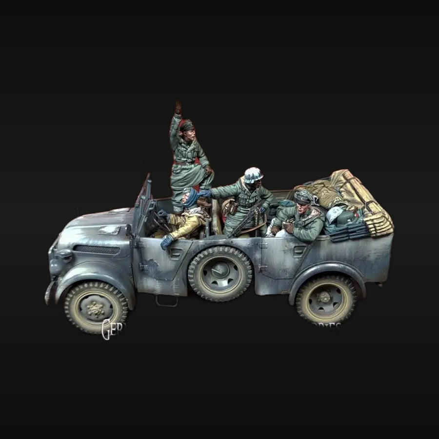 WWII German Waffen-SS Steyr 1500A Truck Crew 1/35 Resin Diorama Kit - unpainted resin model kit