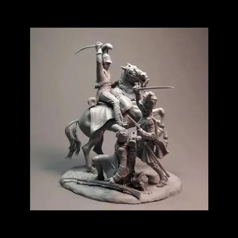 Napoleonic Wars Cavalry vs Infantry Diorama 1/32 Resin Kit - resin model view 3