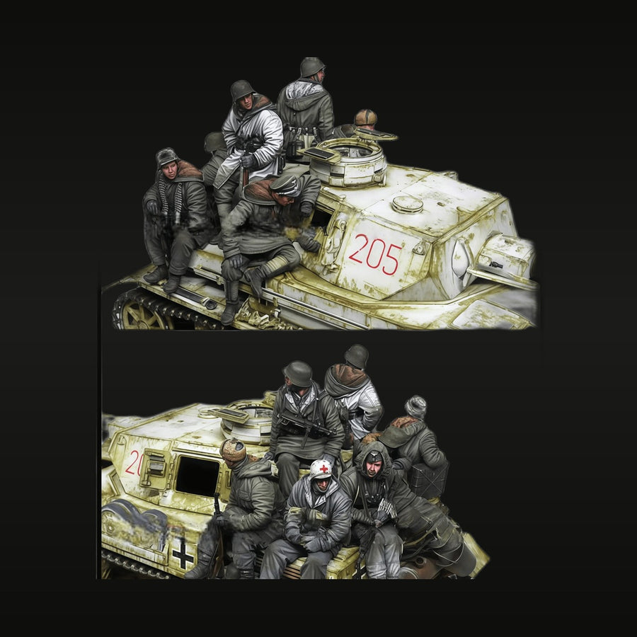 WWII German Panzer Crew & Infantry Diorama 1/35 Resin Kit - unpainted resin model kit