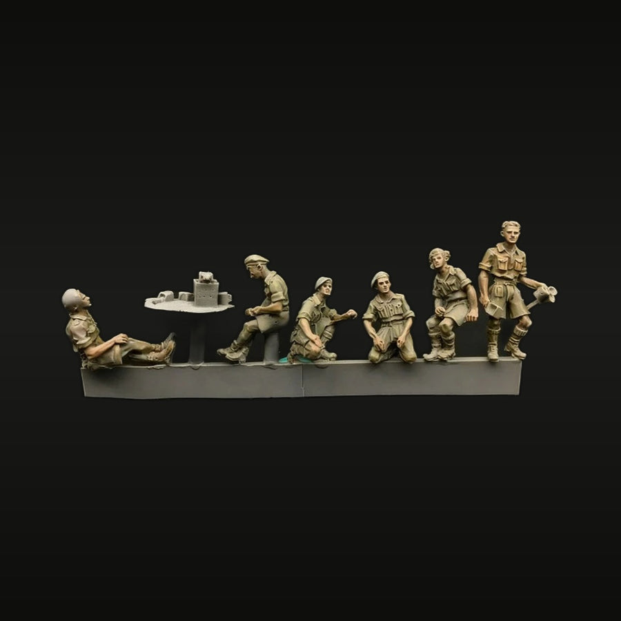 WWII British Infantry Resting Diorama Set 7-Figure 1/72 Resin Kit - unpainted resin model kit