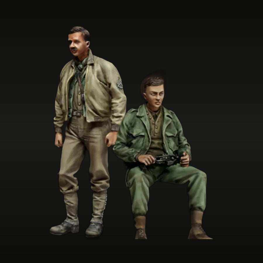 WWII US Army Officer and Soldier 1944-1945 2-Figure Set 1/35 Resin Kit - unpainted resin model kit