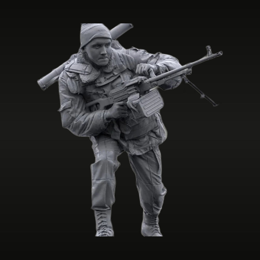 Modern Russian RPK Light Machine Gunner with RPG-7 1/35 Resin Figure Kit - unpainted resin model kit